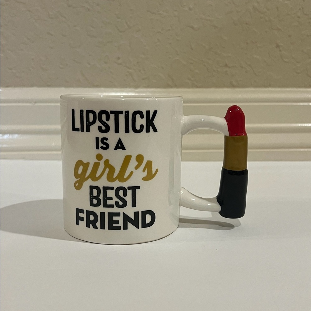 Clay Art White Mug with Lipstick Handle